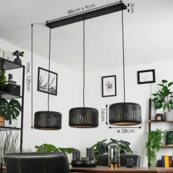 Suspension Fournie Noir, 3 lumières