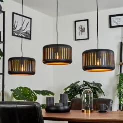 Suspension Fournie Noir, 3 lumières