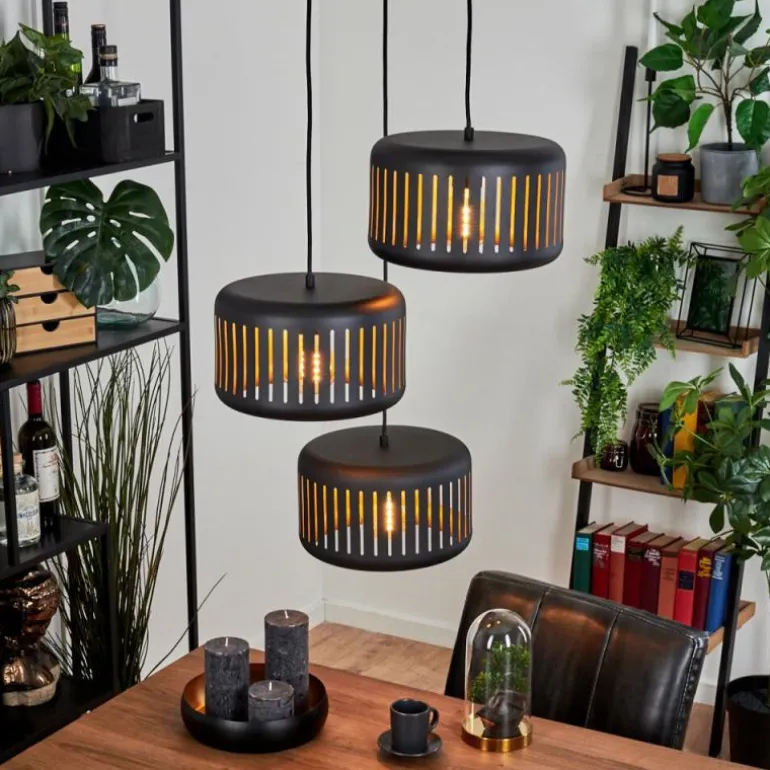 Suspension Fournie Noir, 3 lumières