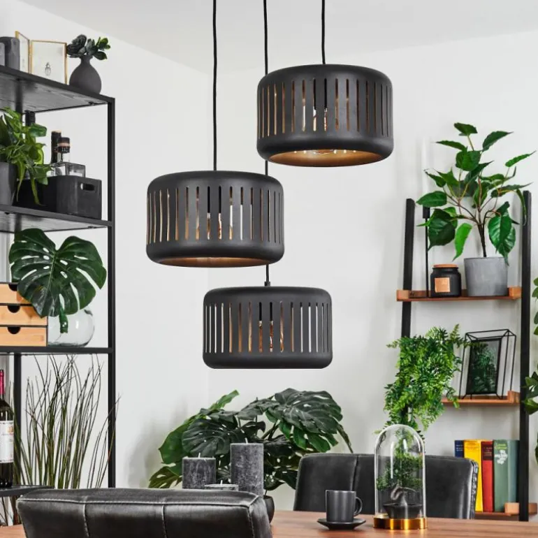 Suspension Fournie Noir, 3 lumières