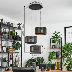 Suspension Fournie Noir, 3 lumières