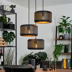 Suspension Fournie Noir, 3 lumières