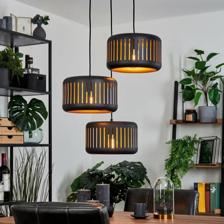 Suspension Fournie Noir, 3 lumières