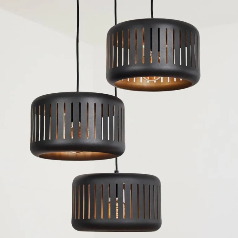 Suspension Fournie Noir, 3 lumières