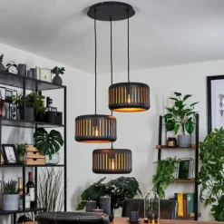 Suspension Fournie Noir, 3 lumières