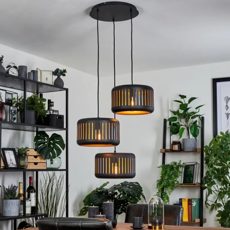 Suspension Fournie Noir, 3 lumières