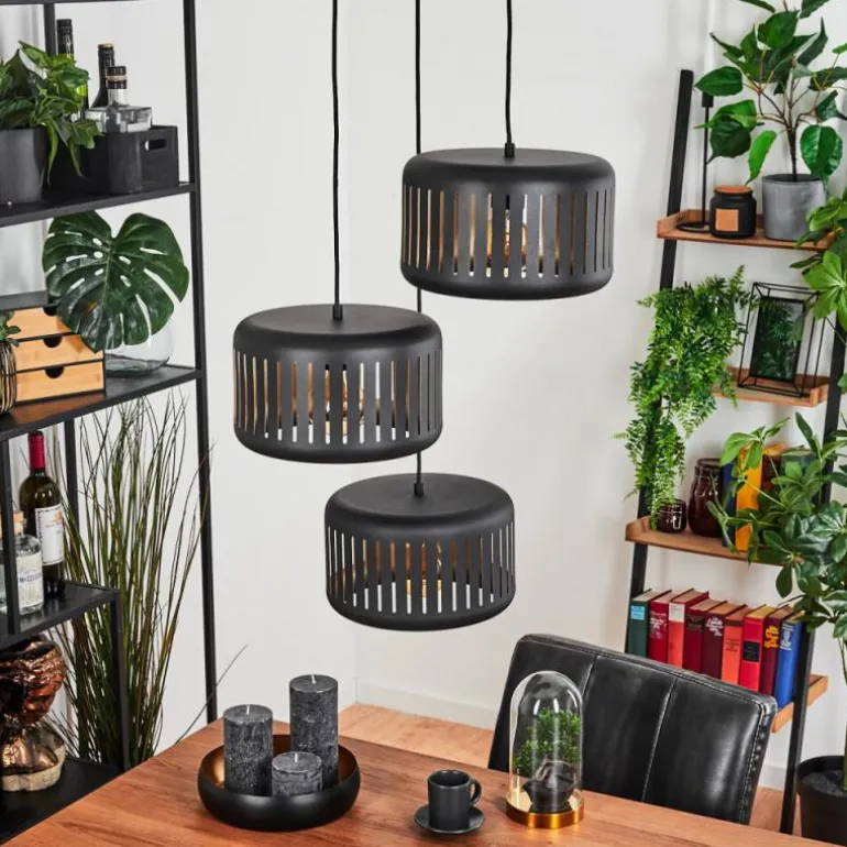 Suspension Fournie Noir, 3 lumières