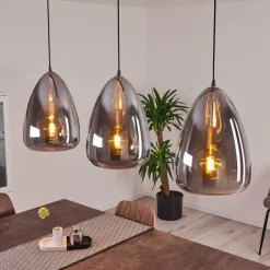 Suspension Francisco Argent Oxydé, 3 lumières