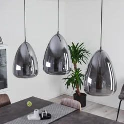 Suspension Francisco Argent Oxydé, 3 lumières