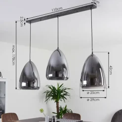 Suspension Francisco Argent Oxydé, 3 lumières