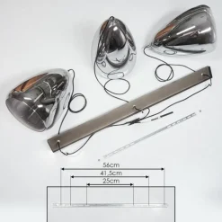 Suspension Francisco Argent Oxydé, 3 lumières