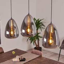 Suspension Francisco Argent Oxydé, 3 lumières