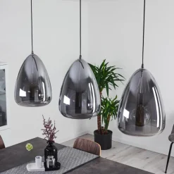 Suspension Francisco Argent Oxydé, 3 lumières