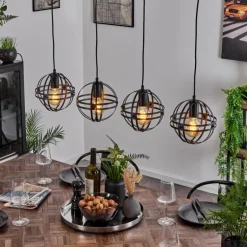 Suspension Freguesia Noir, 4 lumières