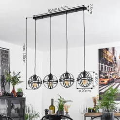 Suspension Freguesia Noir, 4 lumières