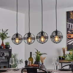 Suspension Freguesia Noir, 4 lumières