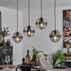 Suspension Freguesia Noir, 4 lumières