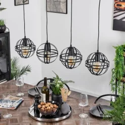 Suspension Freguesia Noir, 4 lumières