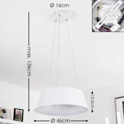Suspension Fremont LED Blanc, 1 lumière, Télécommandes