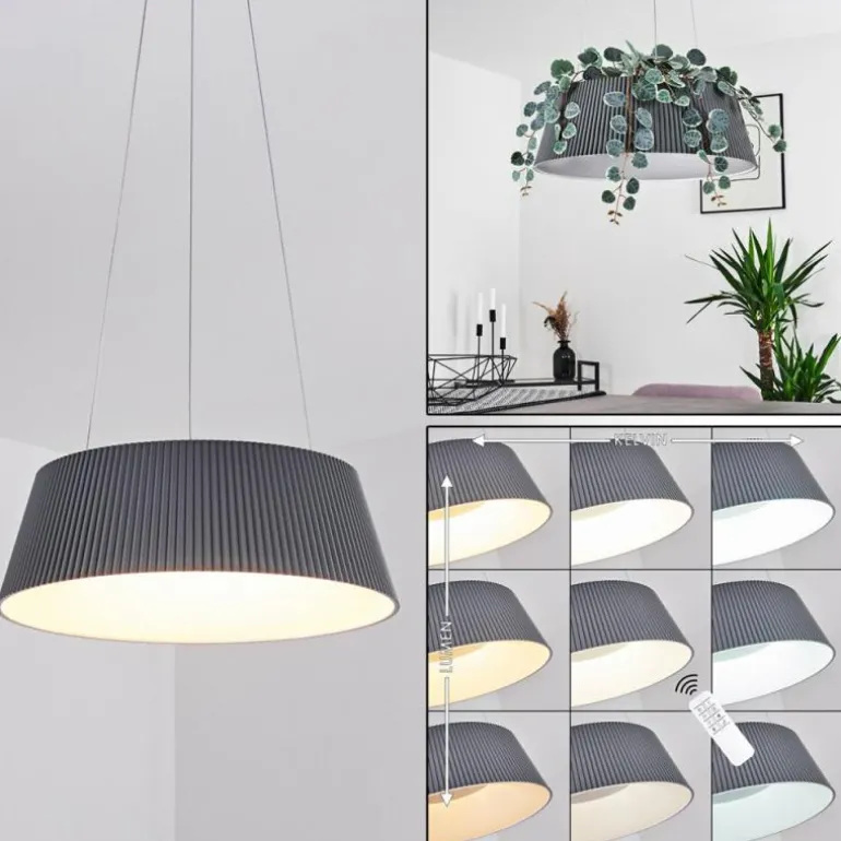 Suspension Fremont LED Gris, 1 lumière, Télécommandes