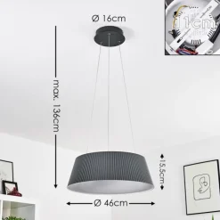 Suspension Fremont LED Gris, 1 lumière, Télécommandes