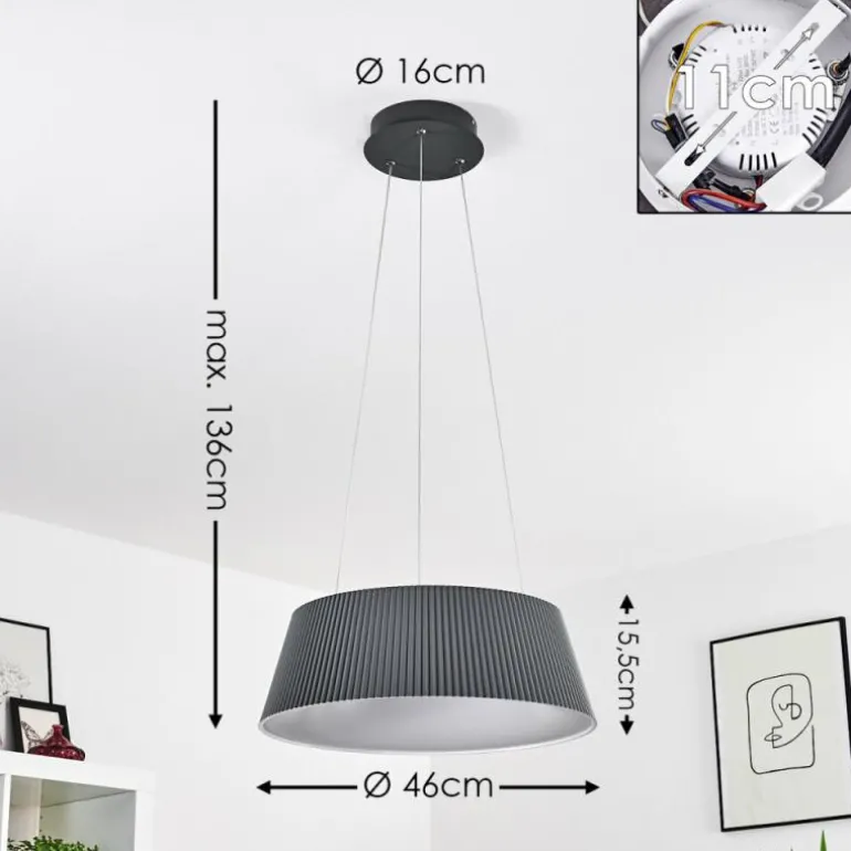 Suspension Fremont LED Gris, 1 lumière, Télécommandes