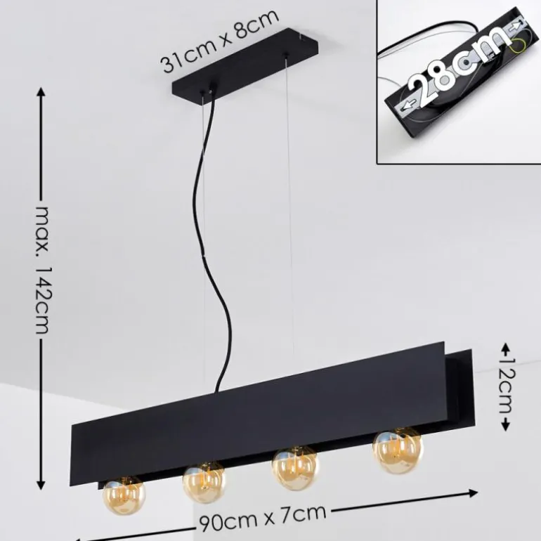 Suspension Fria Noir, 4 lumières