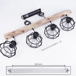 Suspension Gainesville Bois foncé, Noir, 4 lumières