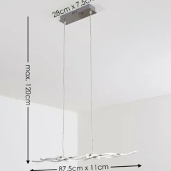 Suspension Gamsen LED Acier brossé, 3 lumières, Télécommandes, Changeur de couleurs