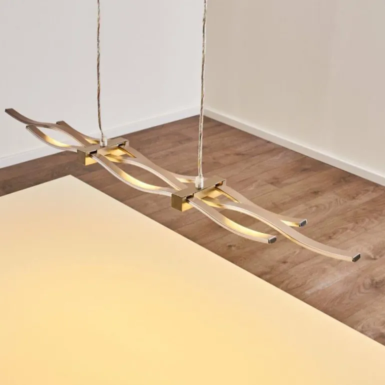 Suspension Gamsen LED Acier brossé, 3 lumières, Télécommandes, Changeur de couleurs