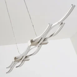 Suspension Gamsen LED Acier brossé, 3 lumières, Télécommandes, Changeur de couleurs