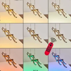 Suspension Gamsen LED Acier brossé, 3 lumières, Télécommandes, Changeur de couleurs