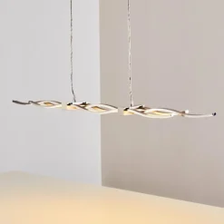 Suspension Gamsen LED Acier brossé, 3 lumières, Télécommandes, Changeur de couleurs