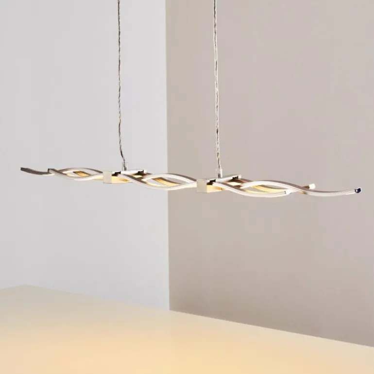 Suspension Gamsen LED Acier brossé, 3 lumières, Télécommandes, Changeur de couleurs