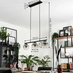 Suspension Gastor Clair, Fumé, 3 lumières