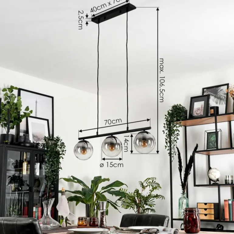Suspension Gastor Clair, Fumé, 3 lumières
