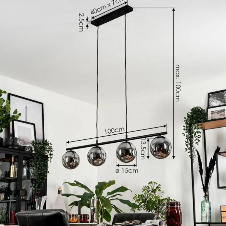 Suspension Gastor Fumé, 4 lumières