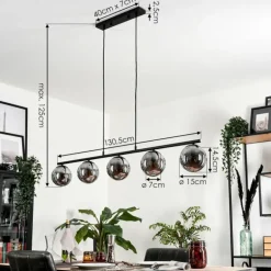 Suspension Gastor Fumé, 5 lumières