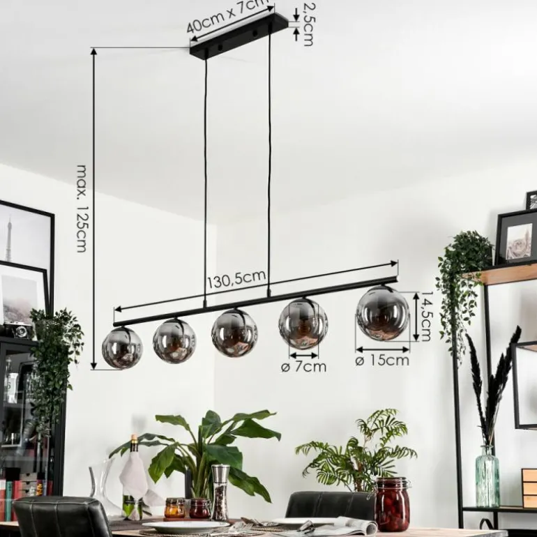 Suspension Gastor Fumé, 5 lumières