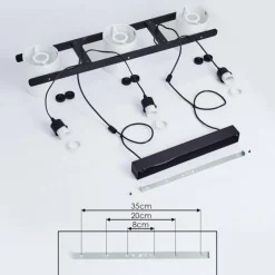 Suspension Gibralter Noir, 3 lumières