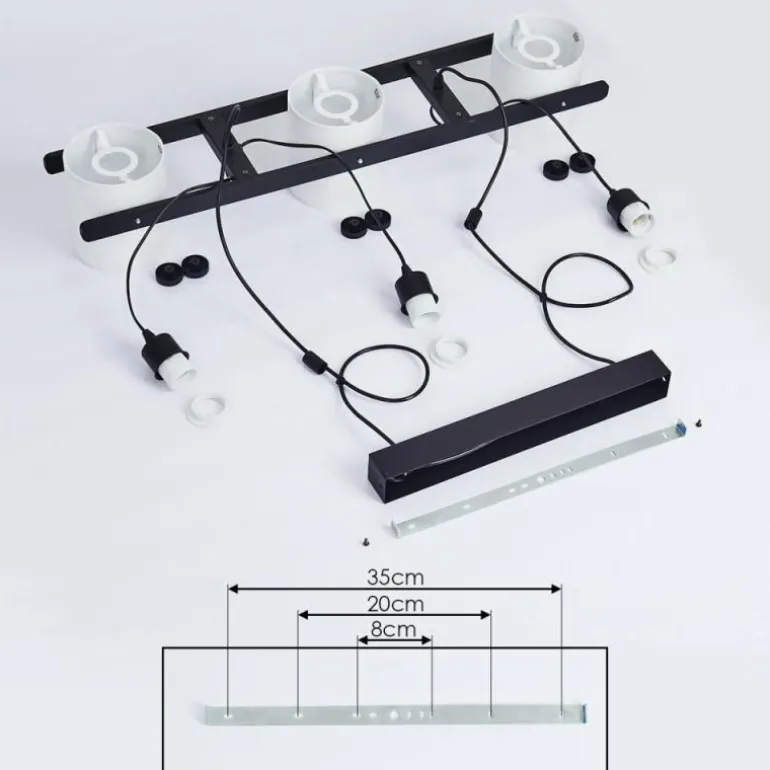 Suspension Gibralter Noir, 3 lumières