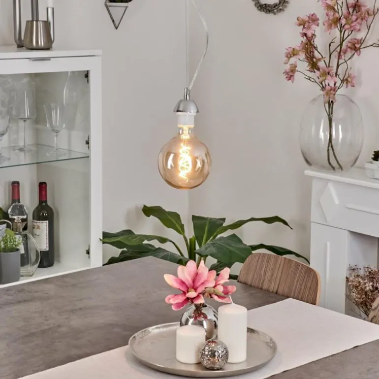 Suspension Girouxville Chrome, Blanc, 1 lumière