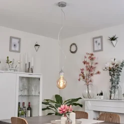 Suspension Girouxville Chrome, Blanc, 1 lumière