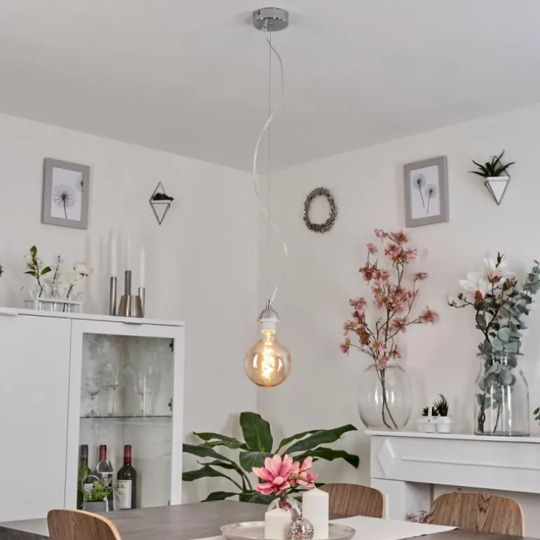 Suspension Girouxville Chrome, Blanc, 1 lumière