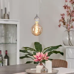 Suspension Girouxville Chrome, Blanc, 1 lumière