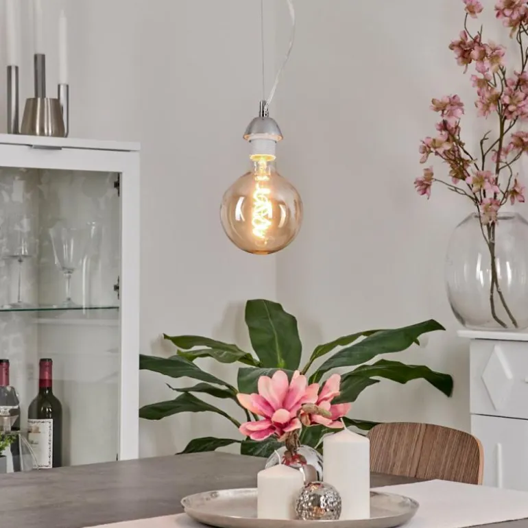 Suspension Girouxville Chrome, Blanc, 1 lumière