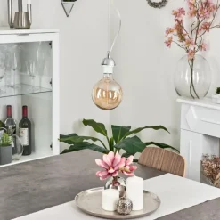 Suspension Girouxville Chrome, Blanc, 1 lumière