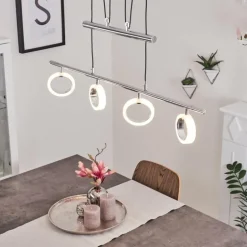 Suspension Globine LED Chrome, 4 lumières