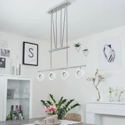 Suspension Globine LED Chrome, 4 lumières