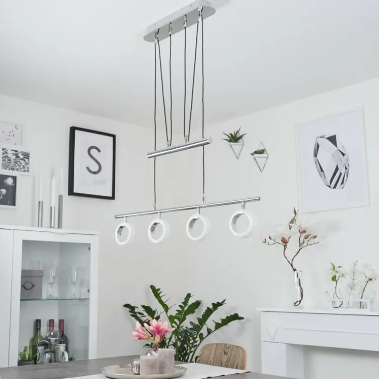 Suspension Globine LED Chrome, 4 lumières